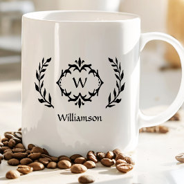 Taza De Café Monograma de apellido familiar personalizado con e