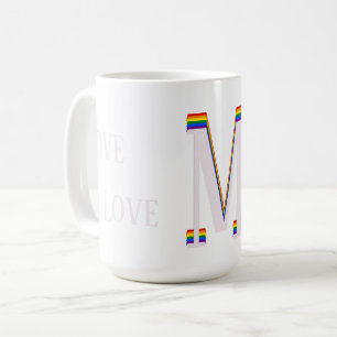 Taza De Café Monograma de arcoiris LGBT Personalizado Texto El 