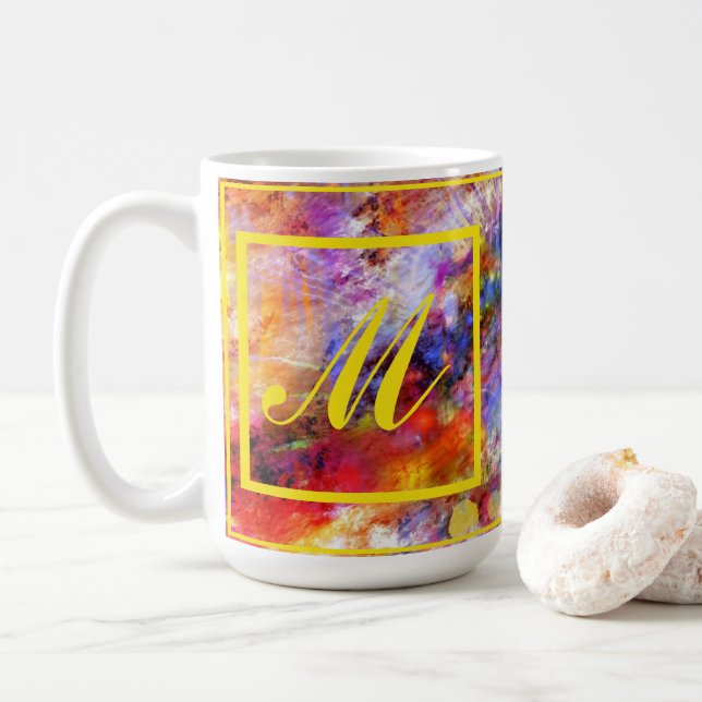 Taza De Café Monograma de arte abstracto elegante (Con donut)