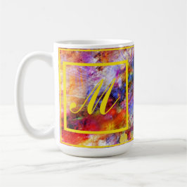 Taza De Café Monograma de arte abstracto elegante