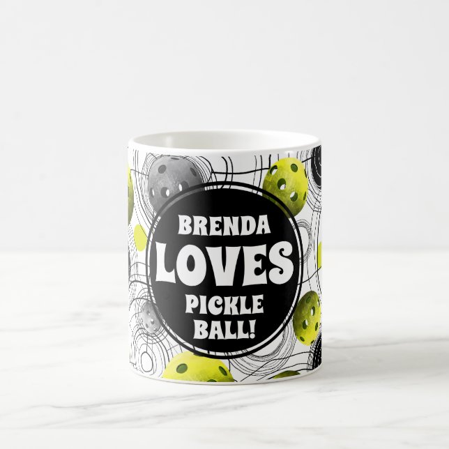 Taza De Café Monograma de baloncesto verde limón (Centro)