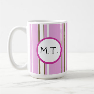 Taza De Café Monograma de banda marrón rosa