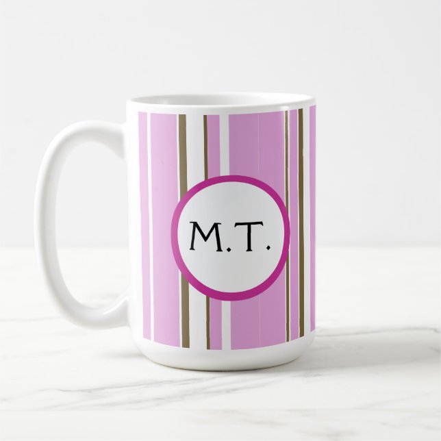 Taza De Café Monograma de banda marrón rosa (Izquierda)