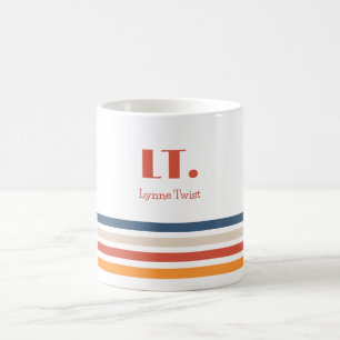 Taza De Café Monograma de bandas horizontales