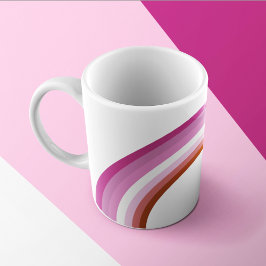 Taza De Café Monograma de bandera arcoiris rosa del orgullo lés
