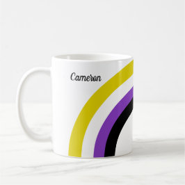 Taza De Café Monograma de bandera no binaria del orgullo arcoir