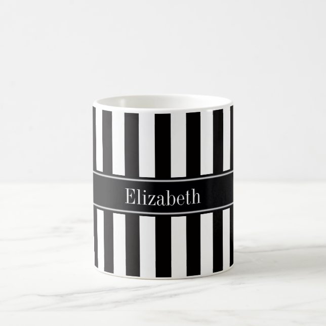 Taza De Café Monograma de Black Name Black Stripe Black (Centro)