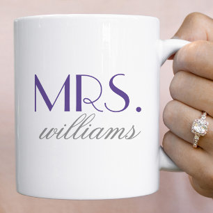 Taza De Café Monograma de boda elegante Mrs púrpura