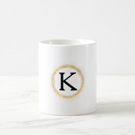 Taza De Café Monograma de brillo dorado