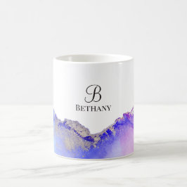 Taza De Café Monograma de café morado rosado de plata