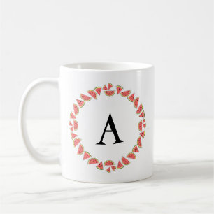 Taza De Café Monograma de Círculo de Sandía