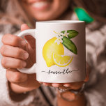 Taza De Café Monograma de cítricos limón<br><div class="desc">Este diseño presenta un limón acuarela con monograma.</div>