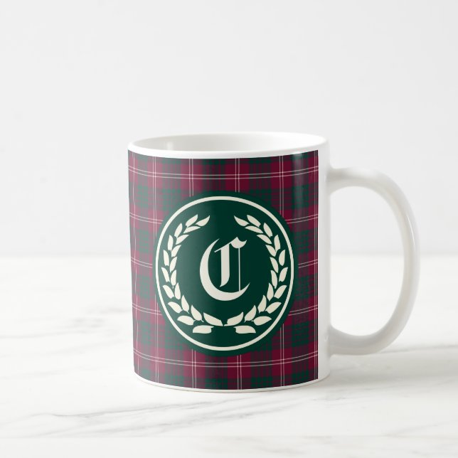 Taza De Café Monograma de Clan Crawford Tartan (Derecha)