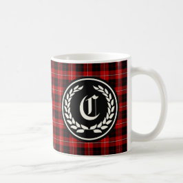 Taza De Café Monograma de Clan Cunningham Red and Black Tartan