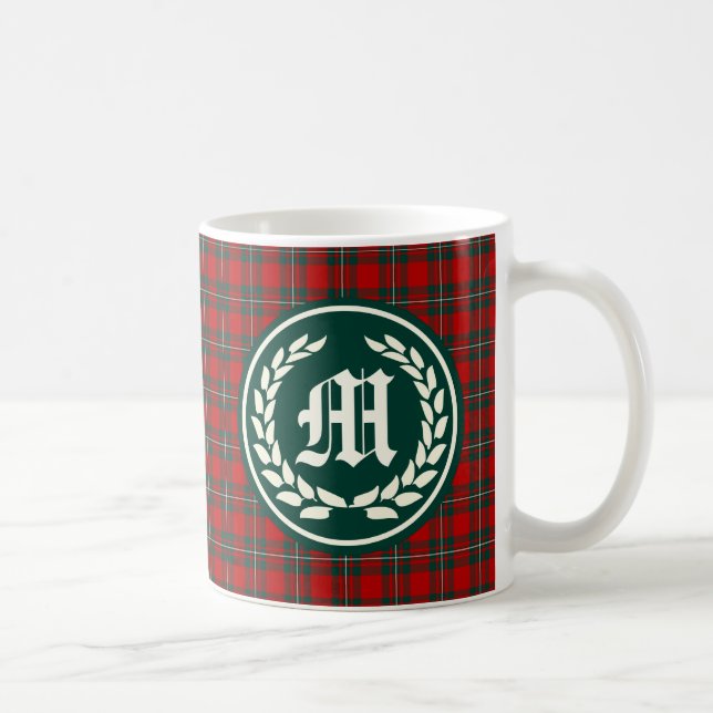 Taza De Café Monograma de Clan MacGregor Tartan (Derecha)