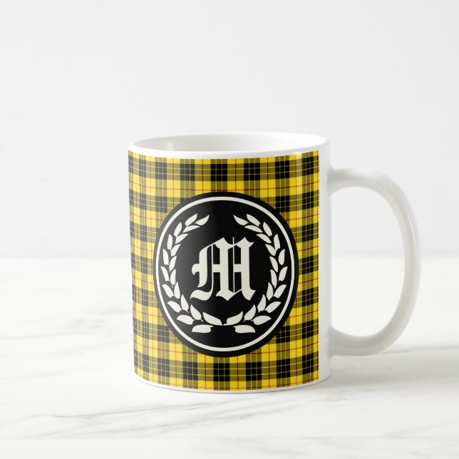 Taza De Café Monograma de Clan MacLeod Tartan (Derecha)