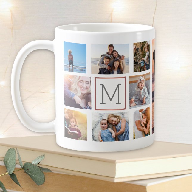 Taza De Café Monograma de Collage de fotos familiar (Subido por el creador)