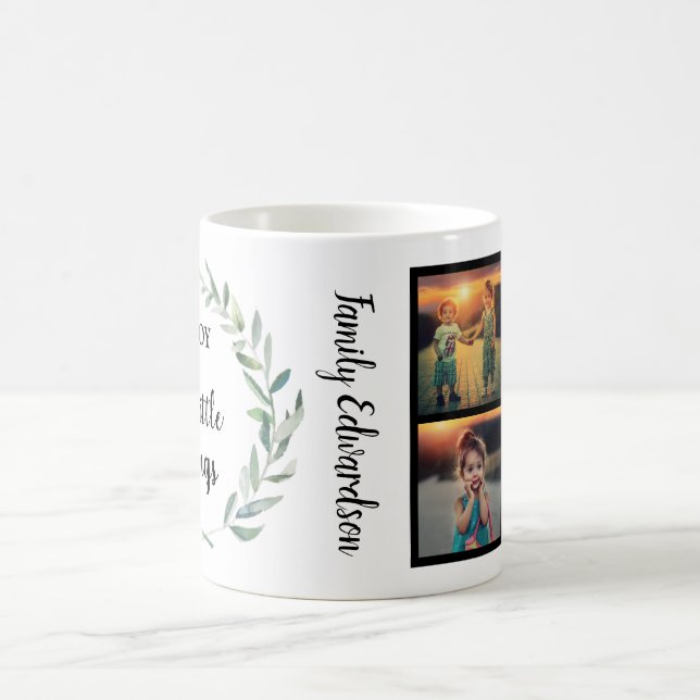 Taza De Café Monograma de collage de fotos familiares disfrutan (Centro)