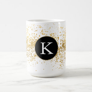 Taza De Café Monograma de confetti de oro