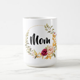Taza De Café Monograma de Corona Floral