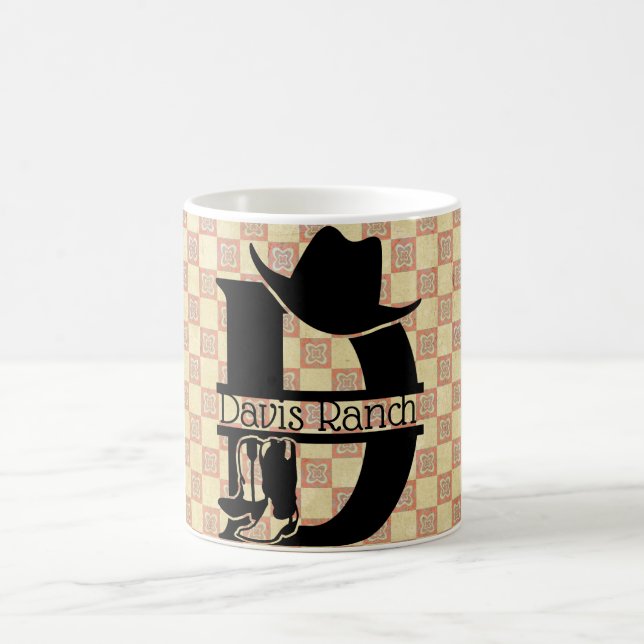 Taza De Café Monograma de cowboy 'D' dividido (Centro)