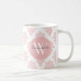 Taza De Café Monograma de damasco rosado Girona