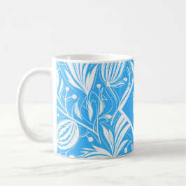 Taza De Café Monograma de diamante con patrón floral tropical a