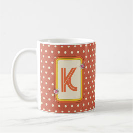 Taza De Café Monograma de dot de polka retro