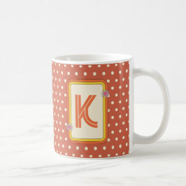 Taza De Café Monograma de dot de polka retro