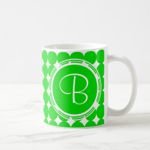 Taza De Café Monograma de dot de polka verde