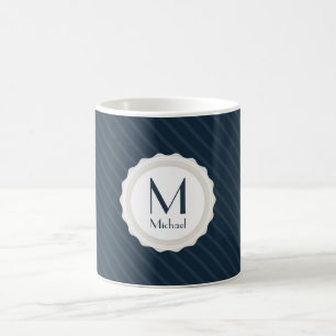 Taza De Café Monograma de encargo de los azules marinos con