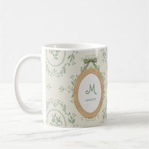 Taza De Café Monograma de estilo cottage inglés en verde salvia