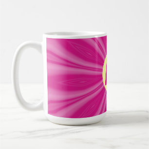Taza De Café Monograma de explosión solar brillante rosa calien