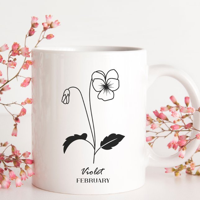 Taza De Café Monograma de febrero Mes de Flor de Nacimiento (Subido por el creador)