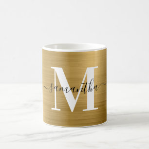 Taza De Café Monograma de firma dorado metálico