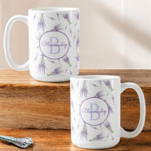 Monograma de flor de lavanda seca y rústica