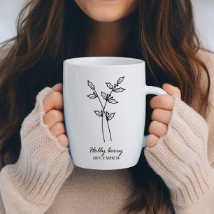 Taza De Café Monograma de flor de mes de nacimiento de diciembr