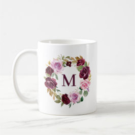 Taza De Café Monograma de flor ortopédica ortopédica morada rom