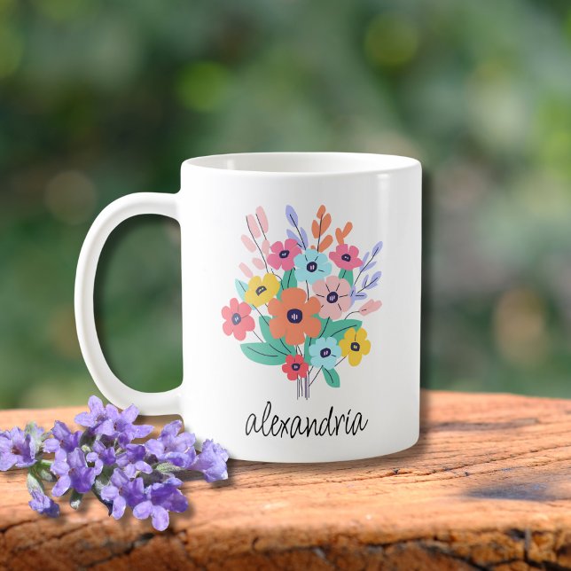 Taza De Café Monograma de flores modernas (Subido por el creador)