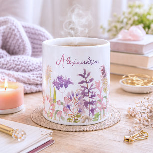 Taza De Café Monograma de flores silvestres pastel