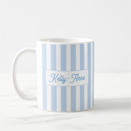 Taza De Café Monograma de franja azul claro