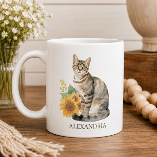 Taza De Café Monograma de gato atigrado