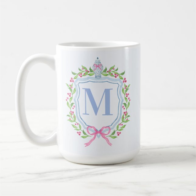 Taza De Café Monograma de Ginger Jar y Navidades Berries (Izquierda)