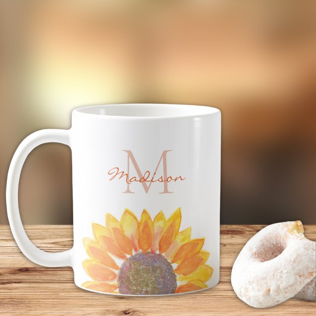 Taza De Café Monograma de girasol (Subido por el creador)