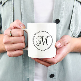 Taza De Café Monograma de guión curvo redondo