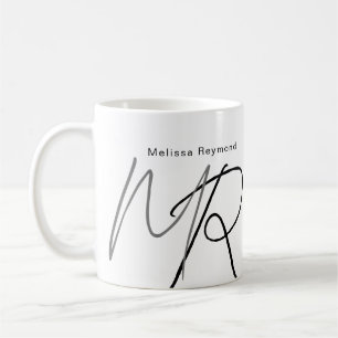 Taza De Café Monograma de guión de líneas delgadas