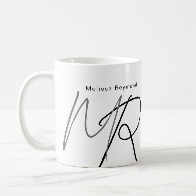 Taza De Café Monograma de guión de líneas delgadas (Izquierda)