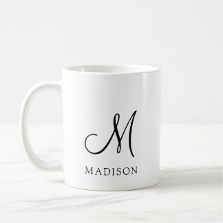 Taza De Café Monograma de guión Minimalista simple