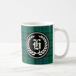 Taza De Café Monograma de Henderson Clan Green y Blue Tartan