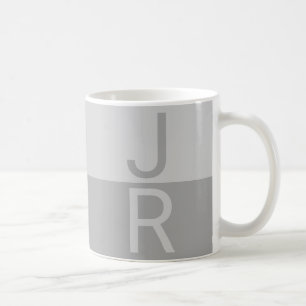 Taza De Café Monograma de iniciales modernas gris claro y gris